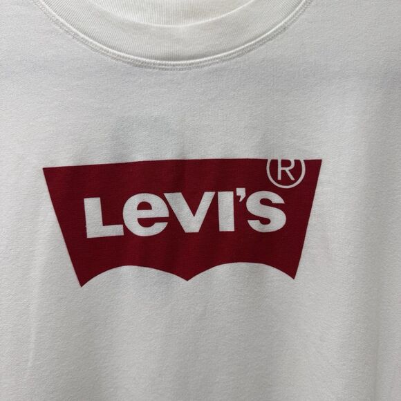 NEW Levi's Womens White Classic Logo Long Sleeve Crewneck Pullover Sweatshirt L - Picture 2 of 9